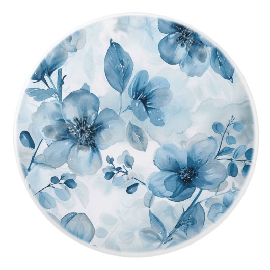 Elegant Blue Floral Ceramic Knob セラミックノブ (正面)