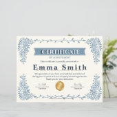 Elegant Blue Floral Certificate of Achievement Des (スタンド正面)