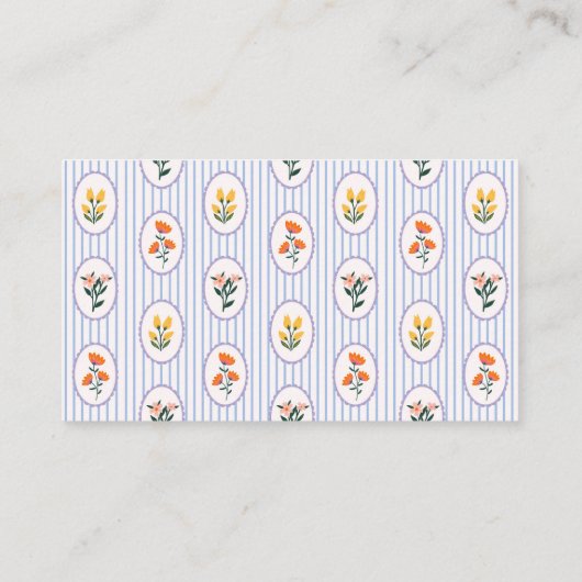 Elegant Blue Floral Chic Script Interior Designer 名刺 (裏面)