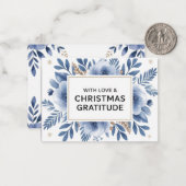 “Elegant Blue Floral Christmas Thank You Card – ノートカード (正面/裏面インサイチュ)