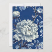 Elegant Blue Floral Classic Chinoiserie Peony 招待状 (裏面)