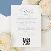 Elegant Blue Floral Crest All in One Wedding 招待状