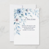 Elegant Blue Floral Directions Enclosure Card サンキューカード (正面)