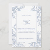 Elegant Blue Floral Formal Wedding Invitation |  招待状 (正面)