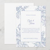 Elegant Blue Floral Formal Wedding Invitation |  招待状 (正面/裏面)