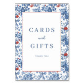 Elegant Blue Floral Gratitude Border テーブルナンバー (裏面)