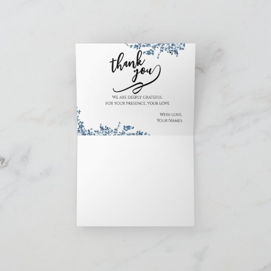 Elegant Blue Floral Greeting  サンキューカード (内部)