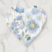 Elegant Blue Floral Heart Wedding Tag フェイバータグ (裏面)