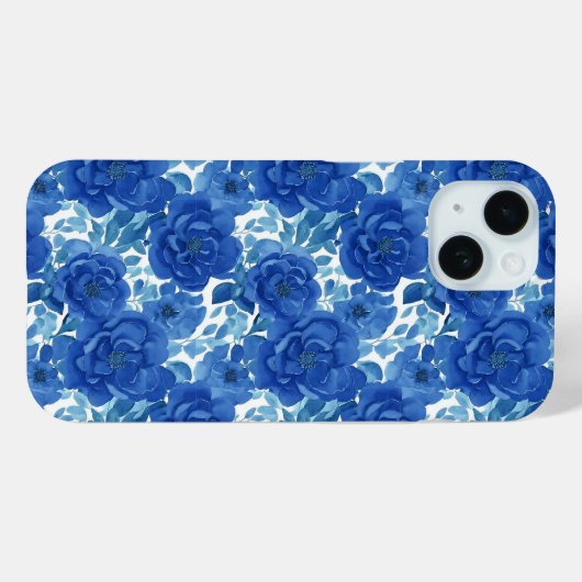 Elegant Blue Floral iPhone Case Case-Mate iPhoneケース (裏面 (横))