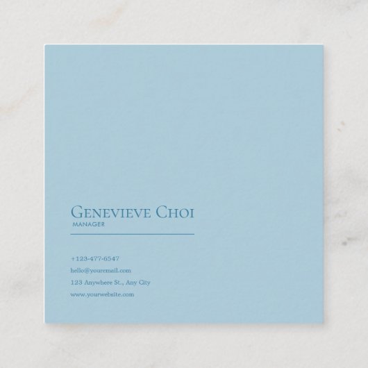 Elegant Blue Floral Lake Landscape Gold Frame スクエア名刺 (裏面)