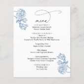 Elegant Blue Floral Modern Script Wedding Menu (正面)