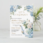 Elegant Blue Floral Mother's Day Tea Party  招待状 (スタンド正面)