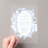 Elegant Blue Floral Open House Wedding Reception I アクリル招待状 (インサイチュ (ポータブル))