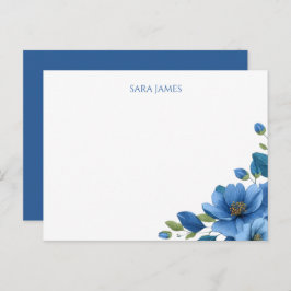 Elegant Blue Floral Personal Postcard ポストカード