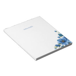 Elegant Blue Floral Personal Stationery Notepad ノートパッド