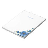 Elegant Blue Floral Personal Stationery Notepad ノートパッド (回転)