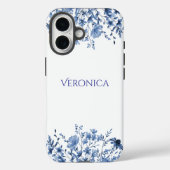 Elegant Blue Floral Personalized  Case-Mate iPhoneケース (裏面)