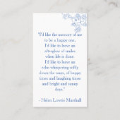 Elegant Blue Floral Photo Prayer Card 名刺 (裏面)