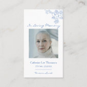 Elegant Blue Floral Photo Prayer Card 名刺 (正面)