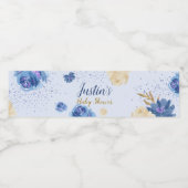 Elegant Blue Floral Pumpkin Baby Shower ペットボトルラベル (シングルラベル)