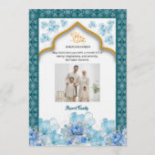 Elegant Blue Floral Ramadan Iftar Invitation 招待状 (裏面)