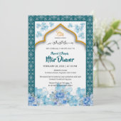 Elegant Blue Floral Ramadan Iftar Invitation 招待状 (スタンド正面)