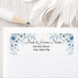 Elegant Blue Floral Return Address Labels ラベル