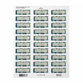 Elegant Blue Floral Return Address Labels ラベル (フルシート)