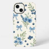 Elegant Blue Floral & Ribbon iPhone 13 Case – Aest iPhoneケース (裏面)