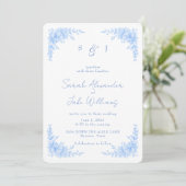 Elegant Blue Floral Rounded Wedding Website 招待状 (スタンド正面)