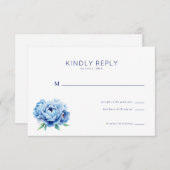 Elegant Blue Floral RSVP Card (正面/裏面)