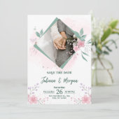 Elegant Blue Floral Save The Date Wedding Invite 招待状 (スタンド正面)