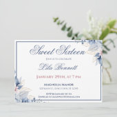 Elegant Blue Floral Sweet 16 Invitation 招待状 (スタンド正面)