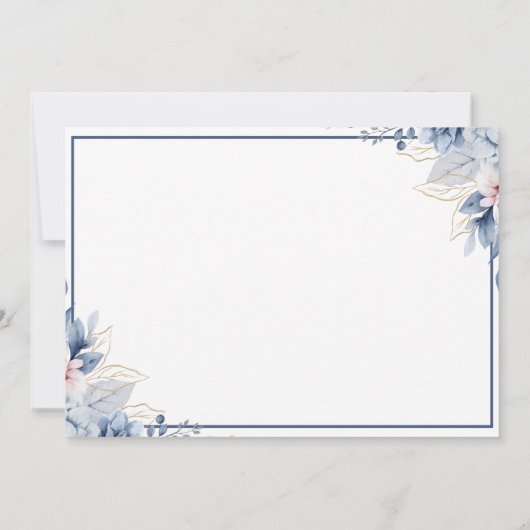 Elegant Blue Floral Sweet 16 Invitation 招待状 (裏面)
