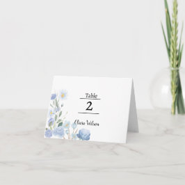 Elegant Blue Floral Table Card サンキューカード