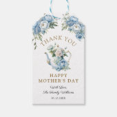 Elegant Blue Floral Teapot Mother's Day Thank you ギフトタグ (正面)