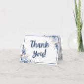 Elegant Blue Floral Thank You Card サンキューカード (正面)