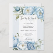 Elegant Blue Floral Two Sided Wedding Invitation 招待状 (正面)