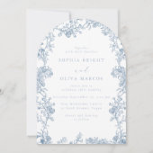 Elegant Blue Floral Vintage Arch Wedding 招待状 (正面)
