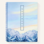 Elegant Blue Floral Watercolor  ノートブック (正面)