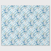 Elegant Blue Floral Watercolor Pattern ラッピングペーパー (フラット)