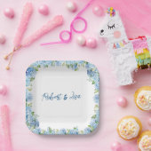 Elegant Blue Floral wedding ペーパープレート (パーティー)