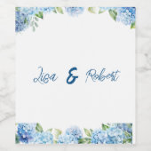 Elegant Blue Floral Wedding  ワインラベル (シングルラベル)