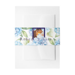 Elegant Blue Floral Wedding  招待状ベリーバンド