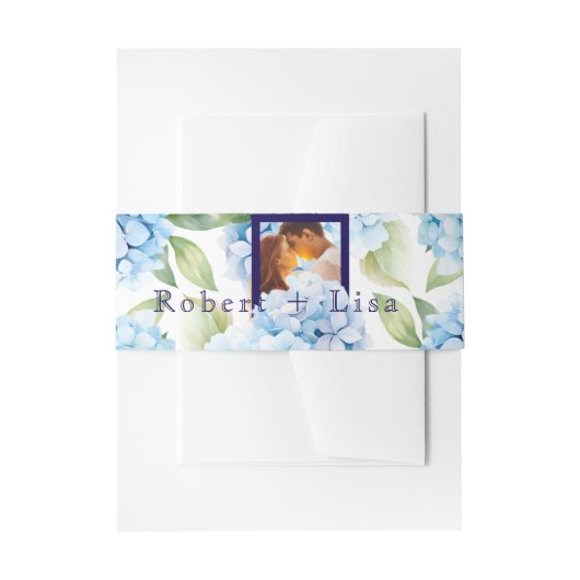 Elegant Blue Floral Wedding  招待状ベリーバンド (正面例)