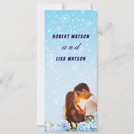 Elegant Blue Floral Wedding  招待状 (裏面)