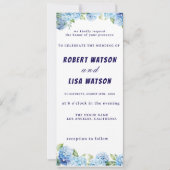 Elegant Blue Floral Wedding  招待状 (正面)