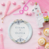 Elegant Blue Floral Wedding Decorative Plate | Per ペーパープレート (パーティー)