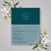 Elegant Blue Floral Wedding Details Card 出欠カード