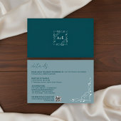 Elegant Blue Floral Wedding Details Card 出欠カード